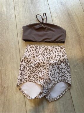 Five Dancewear Brown Top with Leopard Print Shorts
